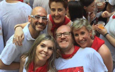 Pamplona in red and white, shirt, trousers and …